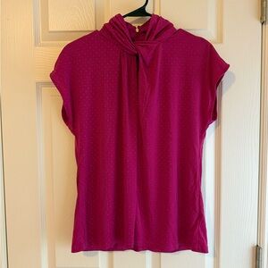 Vintage Michael Kors Fuchsia Blouse with Gold Dotted Design